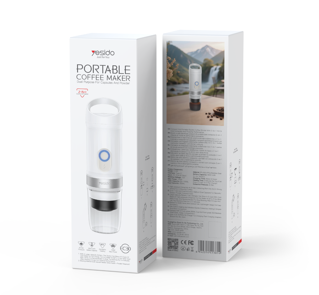 YESIDO EC30 2in1 Portable Cordless Coffee Maker