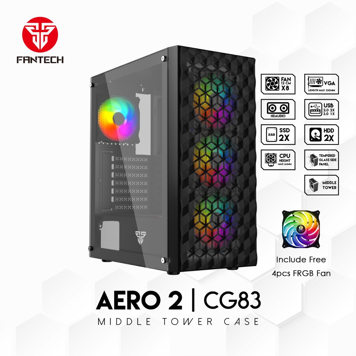 FANTECH AERO II CG83 Middle Tower Gaming Computer Case