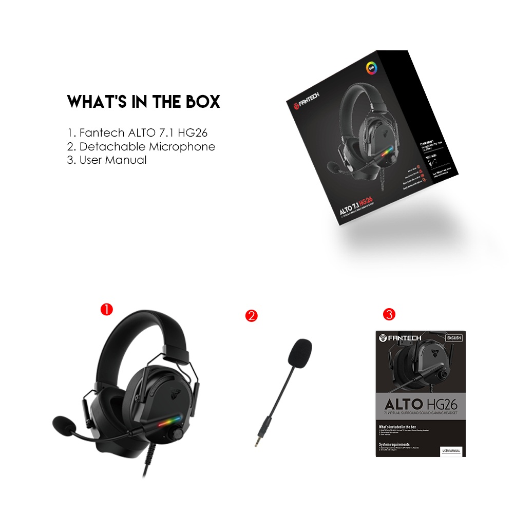 سماعة الرأس FANTECH ALTO HG26 USB 7.1 سلكية لألعاب الكمبيوتر