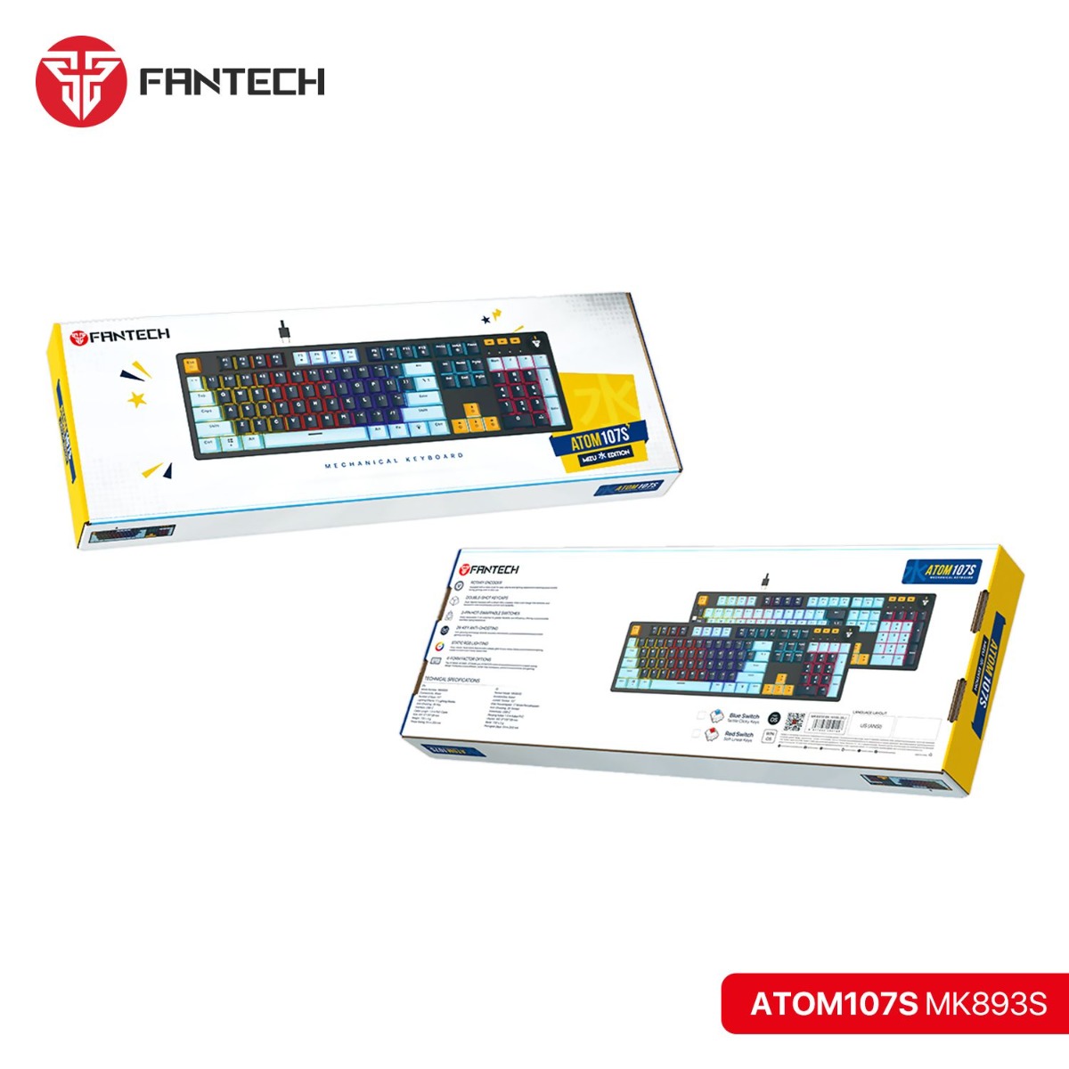 FANTECH ATOM107S MK893S Mechanical Wired Gaming Keyboard - (107 Key)