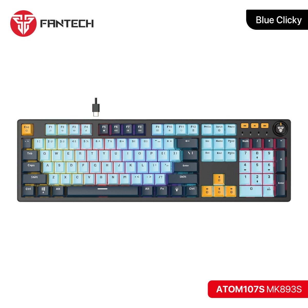 FANTECH ATOM107S MK893S Mechanical Wired Gaming Keyboard - (107 Key)