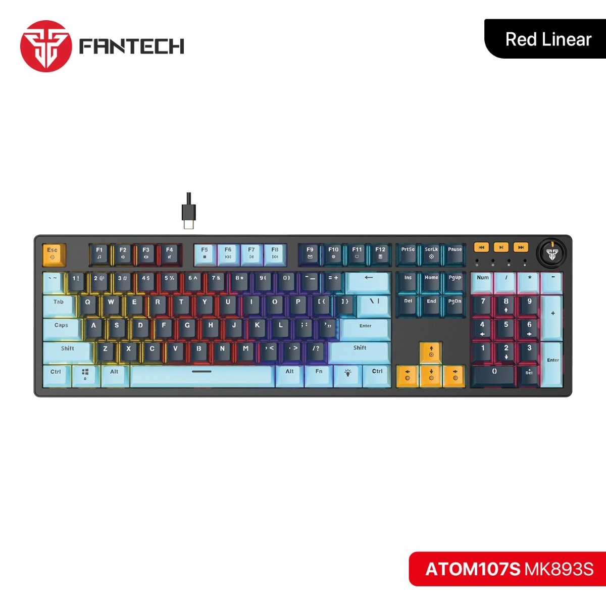 كيبورد FANTECH ATOM107S MK893S Mechanical سلكي للألعاب - (107 كبسة)