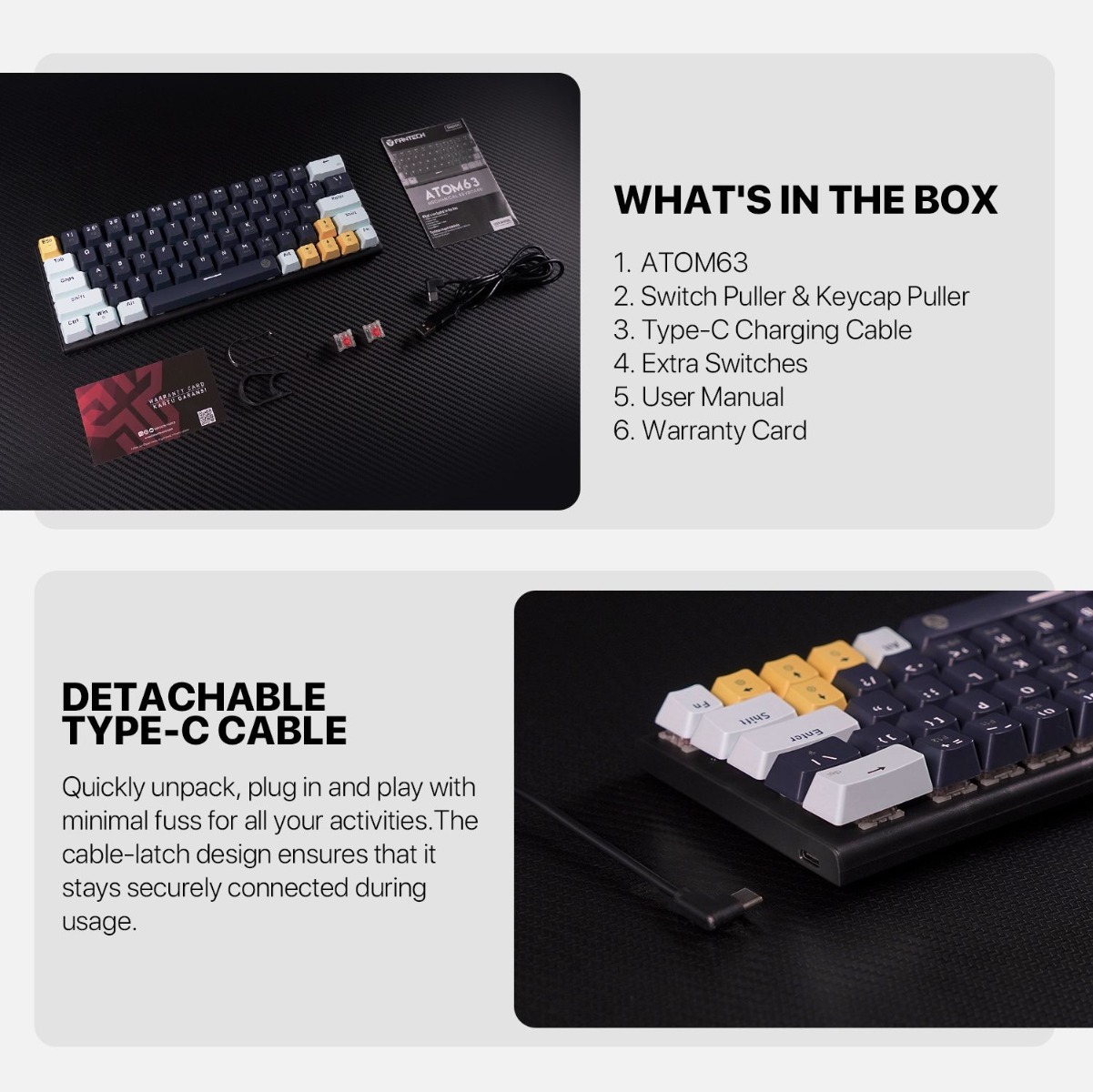 FANTECH ATOM63 MK874V2 Mechanical Wired Gaming Keyboard - (63 Key)