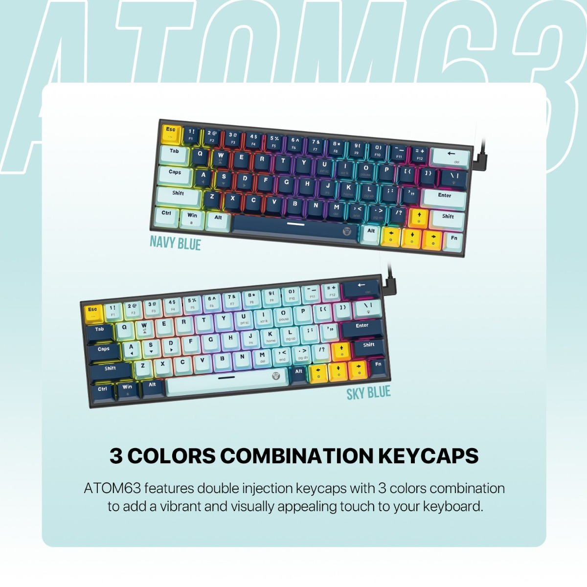 كيبورد FANTECH ATOM63 MK874V2 Mechanical سلكي للألعاب - (63 كبسة)