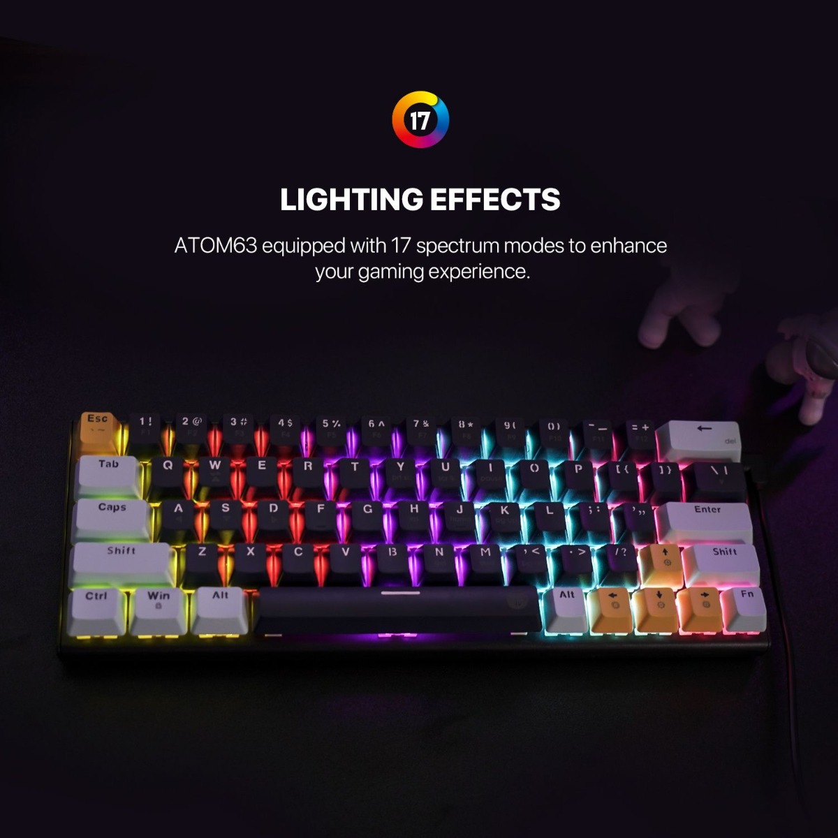 كيبورد FANTECH ATOM63 MK874V2 Mechanical سلكي للألعاب - (63 كبسة)