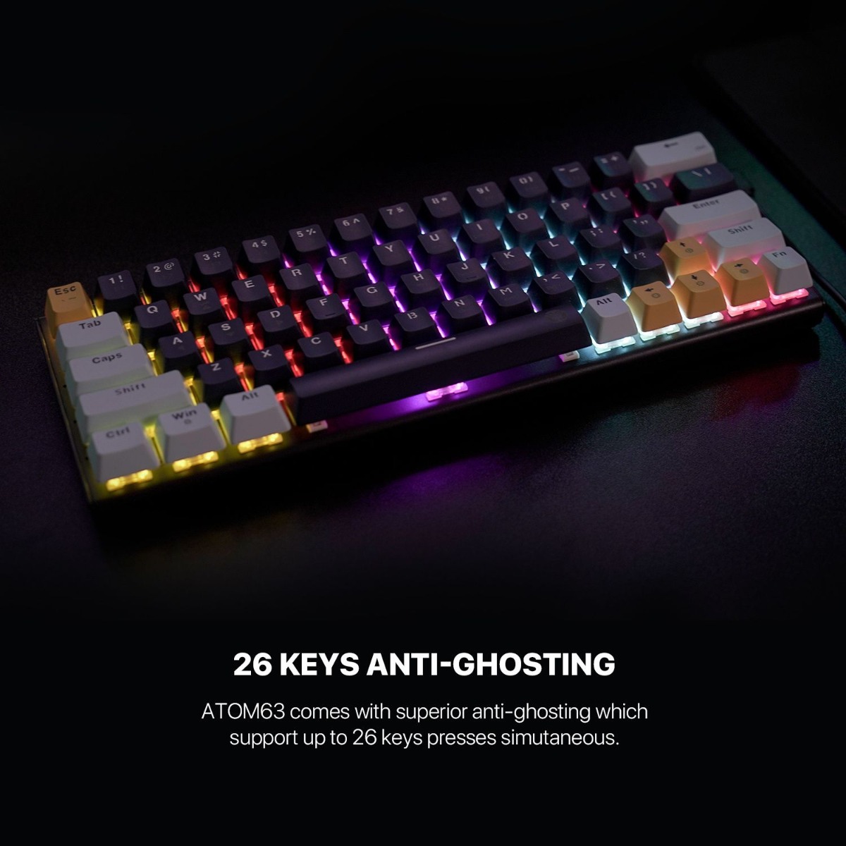 FANTECH ATOM63 MK874V2 Mechanical Wired Gaming Keyboard - (63 Key)