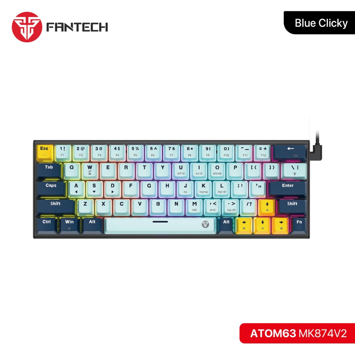كيبورد FANTECH ATOM63 MK874V2 Mechanical سلكي للألعاب - (63 كبسة)