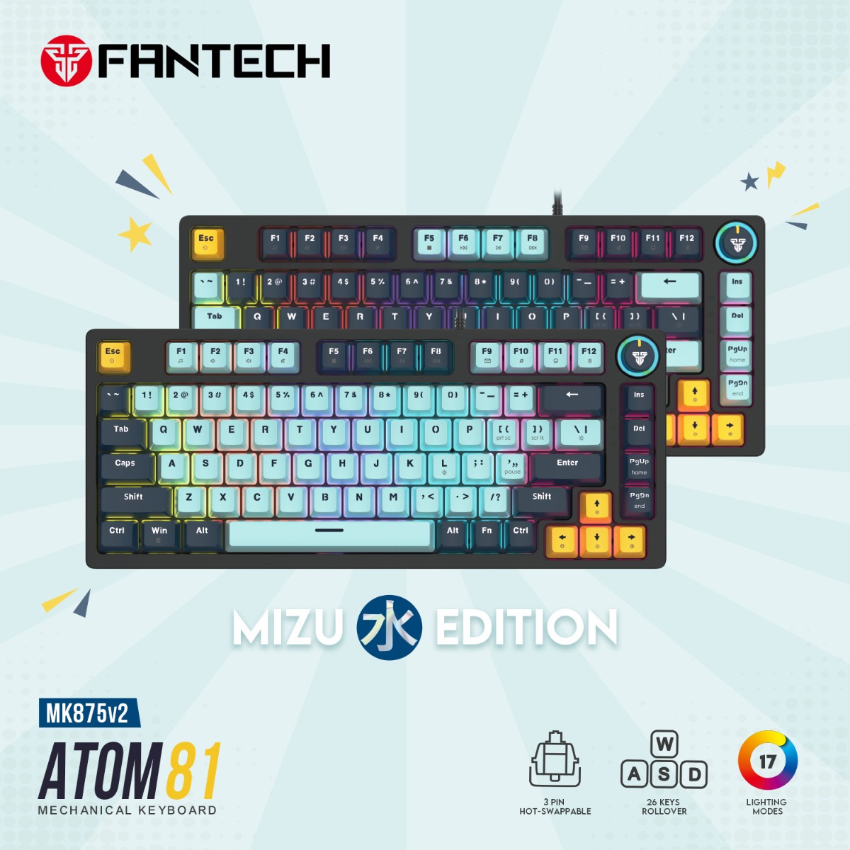 FANTECH ATOM81 MK875V2 Mechanical Wired Gaming Keyboard - (81 Key)