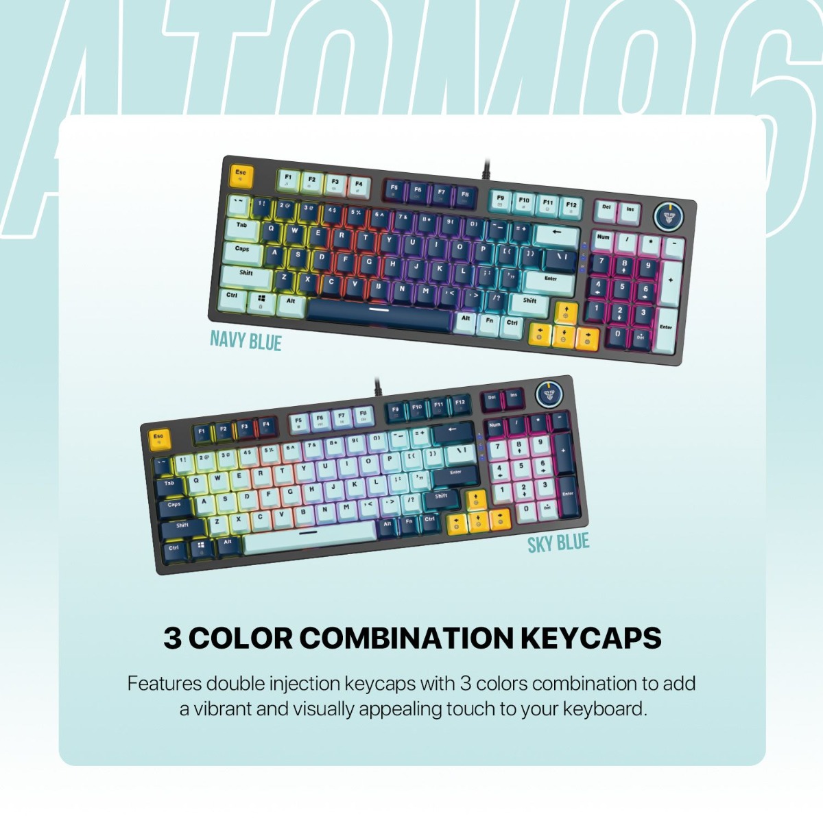 كيبورد FANTECH ATOM96 MK890V2 Mechanical سلكي للألعاب - (96 كبسة)