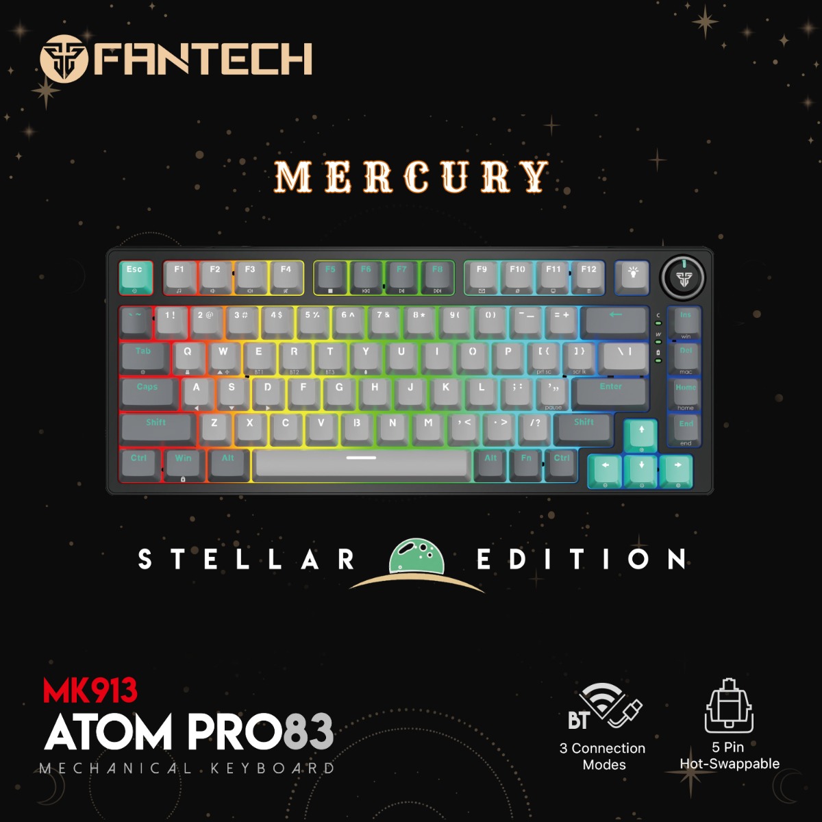 كيبورد FANTECH ATOM PRO83 MK913 3in1 Mechanical للألعاب - (83 كبسة)