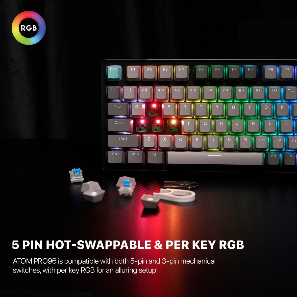 كيبورد FANTECH ATOM PRO96 MK914 3in1 Mechanical للألعاب - (96 كبسة)
