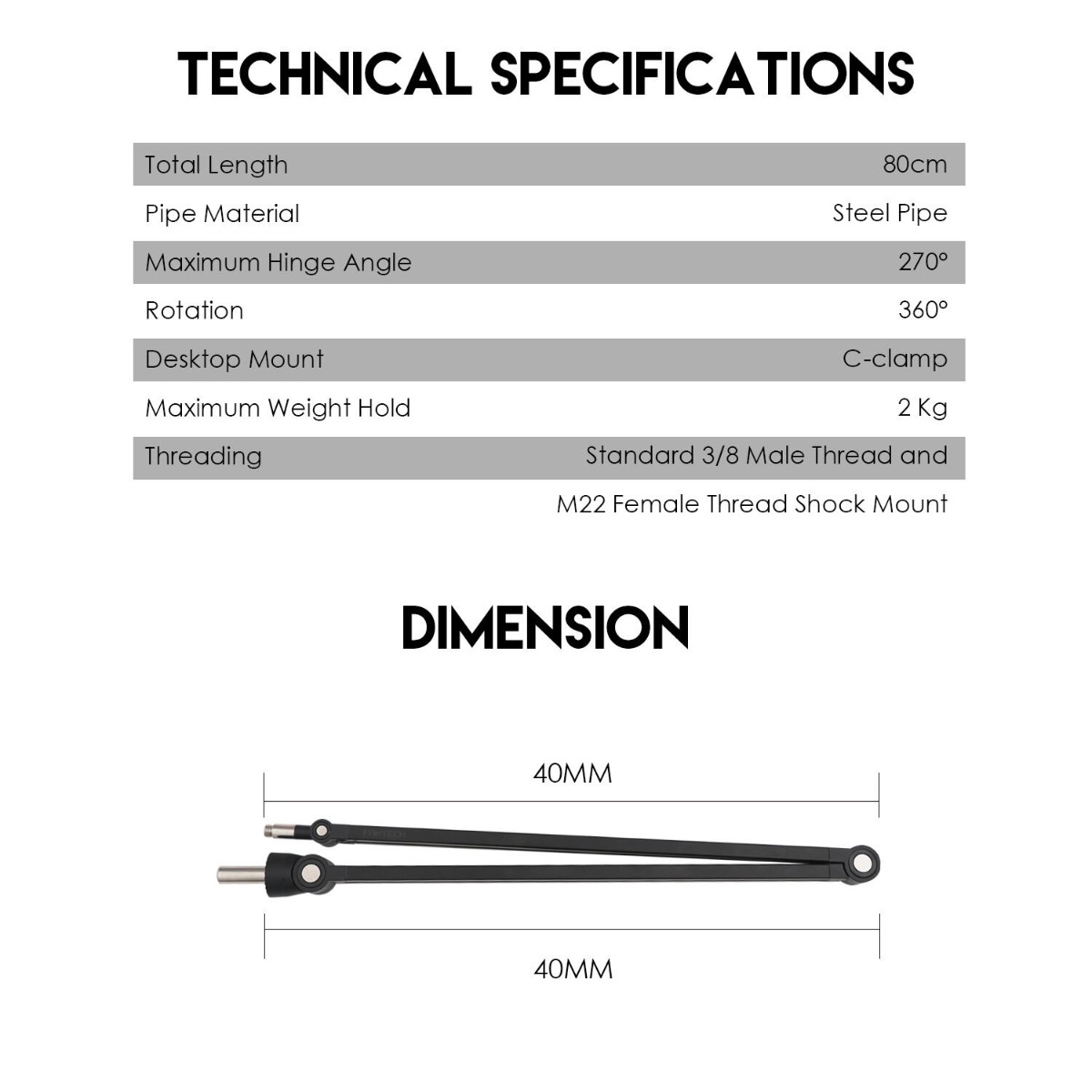 FANTECH BOOM ARM AC902S Microphone Stand