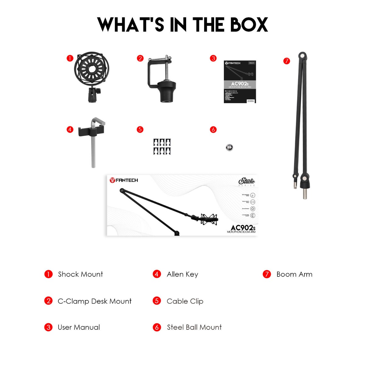 ستاند FANTECH BOOM ARM AC902S للميكروفون