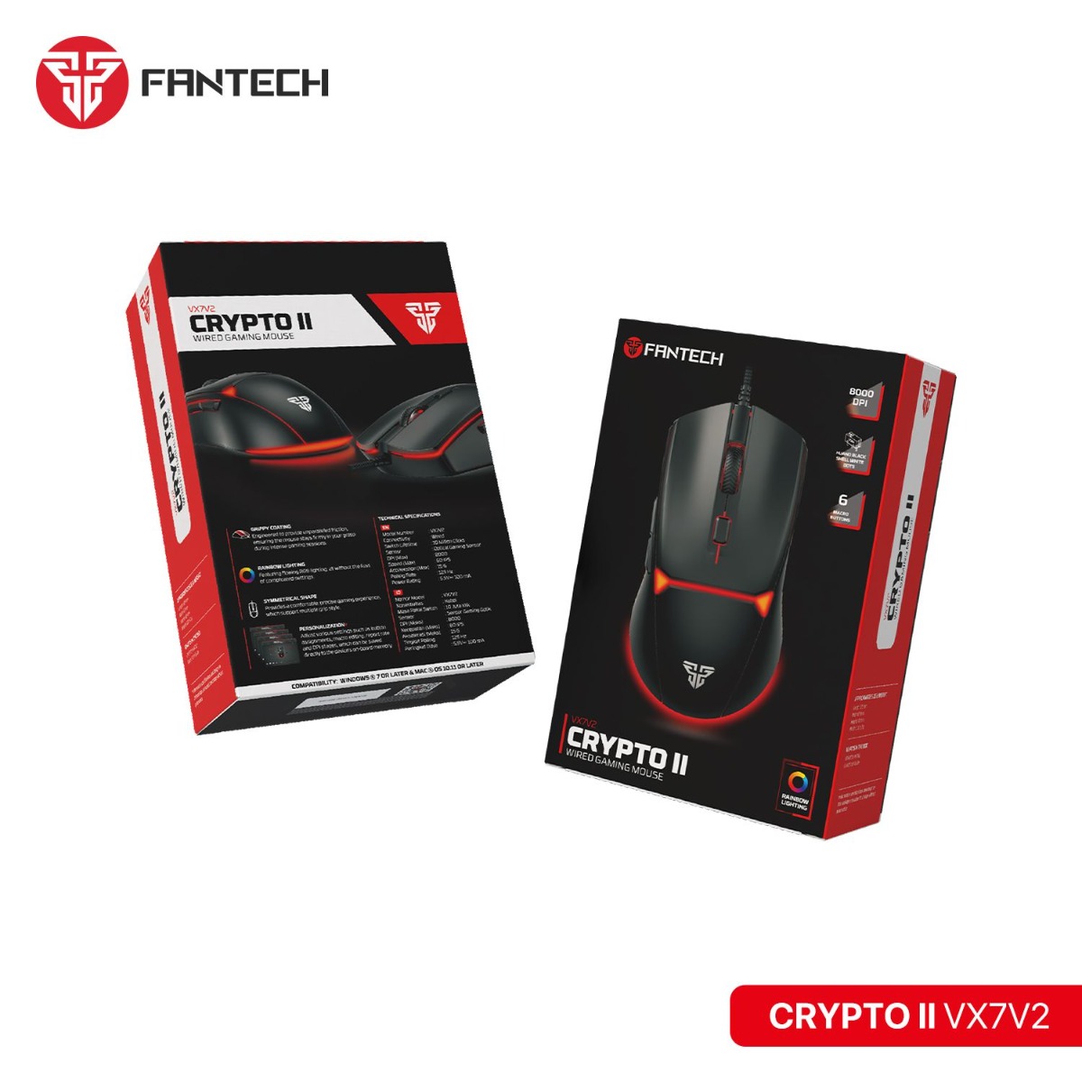 ماوس FANTECH CRYPTO II VX7V2 ضوئي سلكي للألعاب