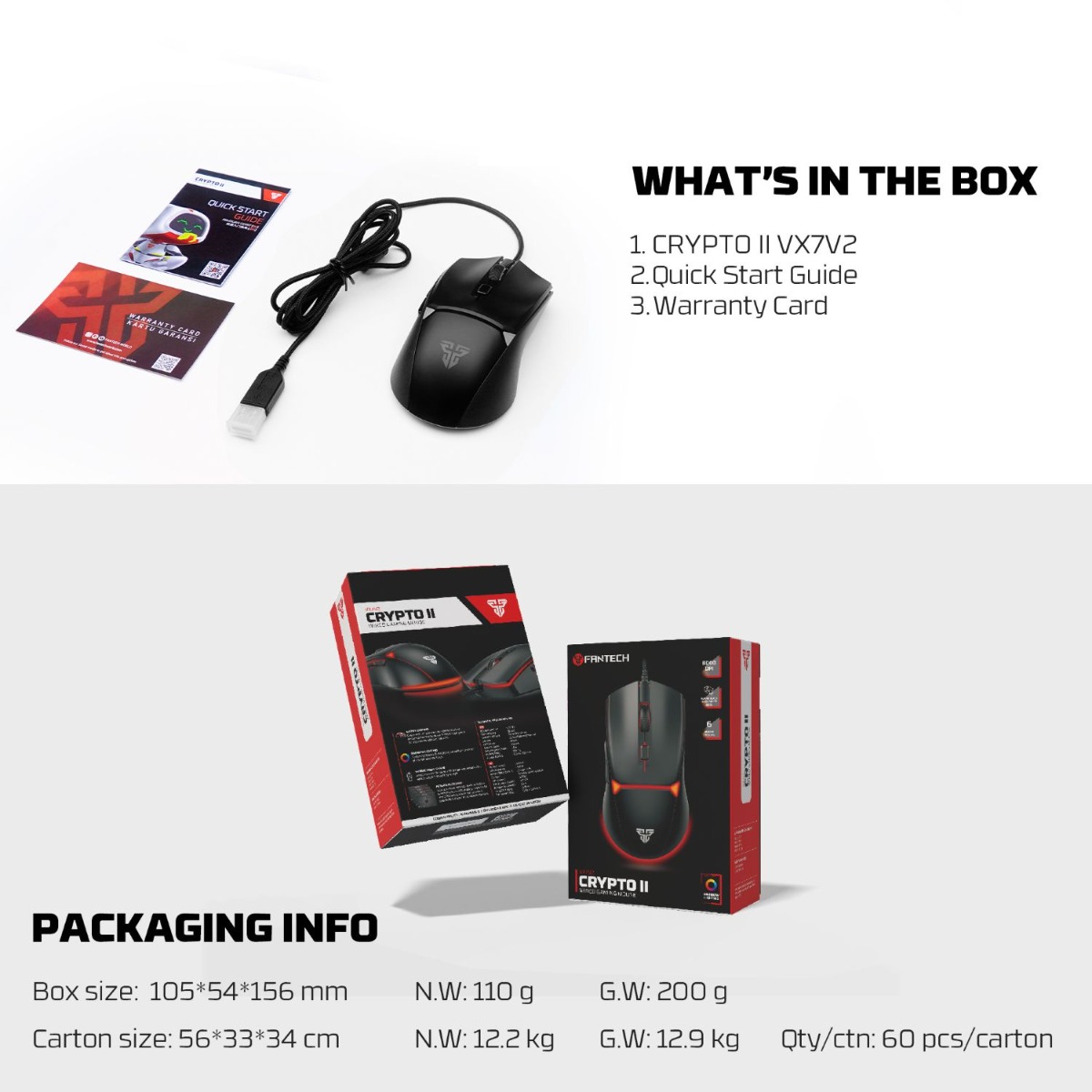 ماوس FANTECH CRYPTO II VX7V2 ضوئي سلكي للألعاب