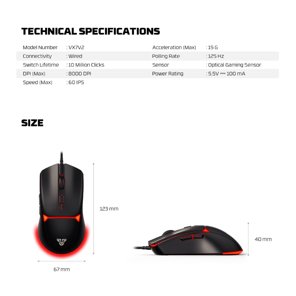 ماوس FANTECH CRYPTO II VX7V2 ضوئي سلكي للألعاب
