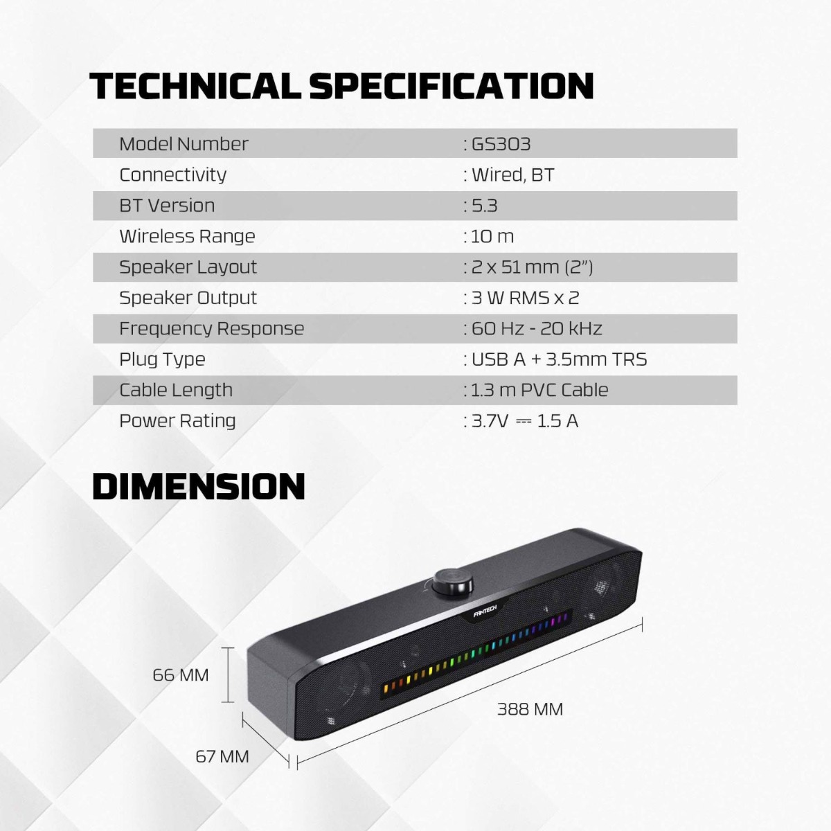 FANTECH GROOVE BAR GS303 2in1 Gaming Multimedia Speaker