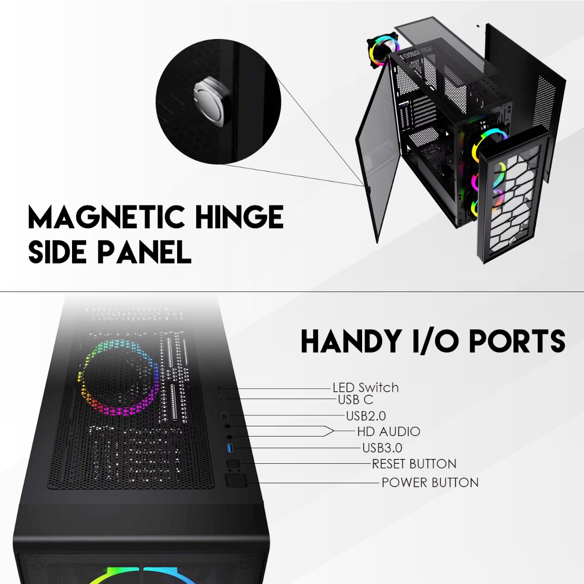 صندوق كمبيوتر FANTECH HEXA XL CG82 Full Tower للألعاب