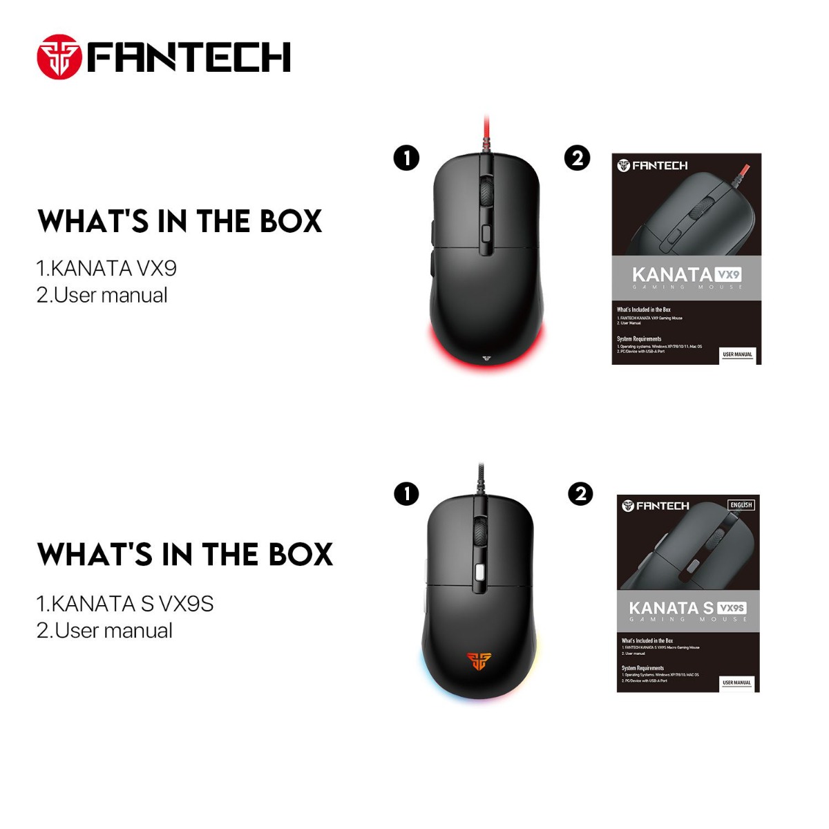 ماوس FANTECH KANATA VX9 ضوئي سلكي للألعاب