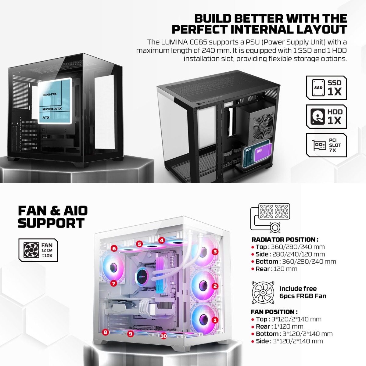 FANTECH LUMINA CG85 Middle Tower Gaming Computer Case
