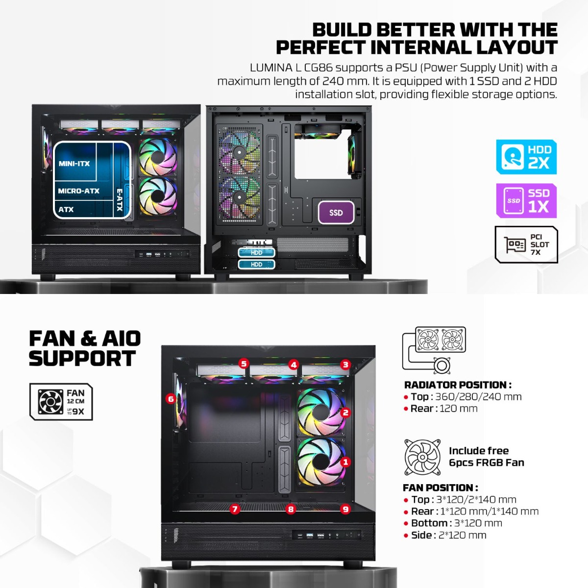 FANTECH LUMINA CG86 Full Tower Gaming Computer Case