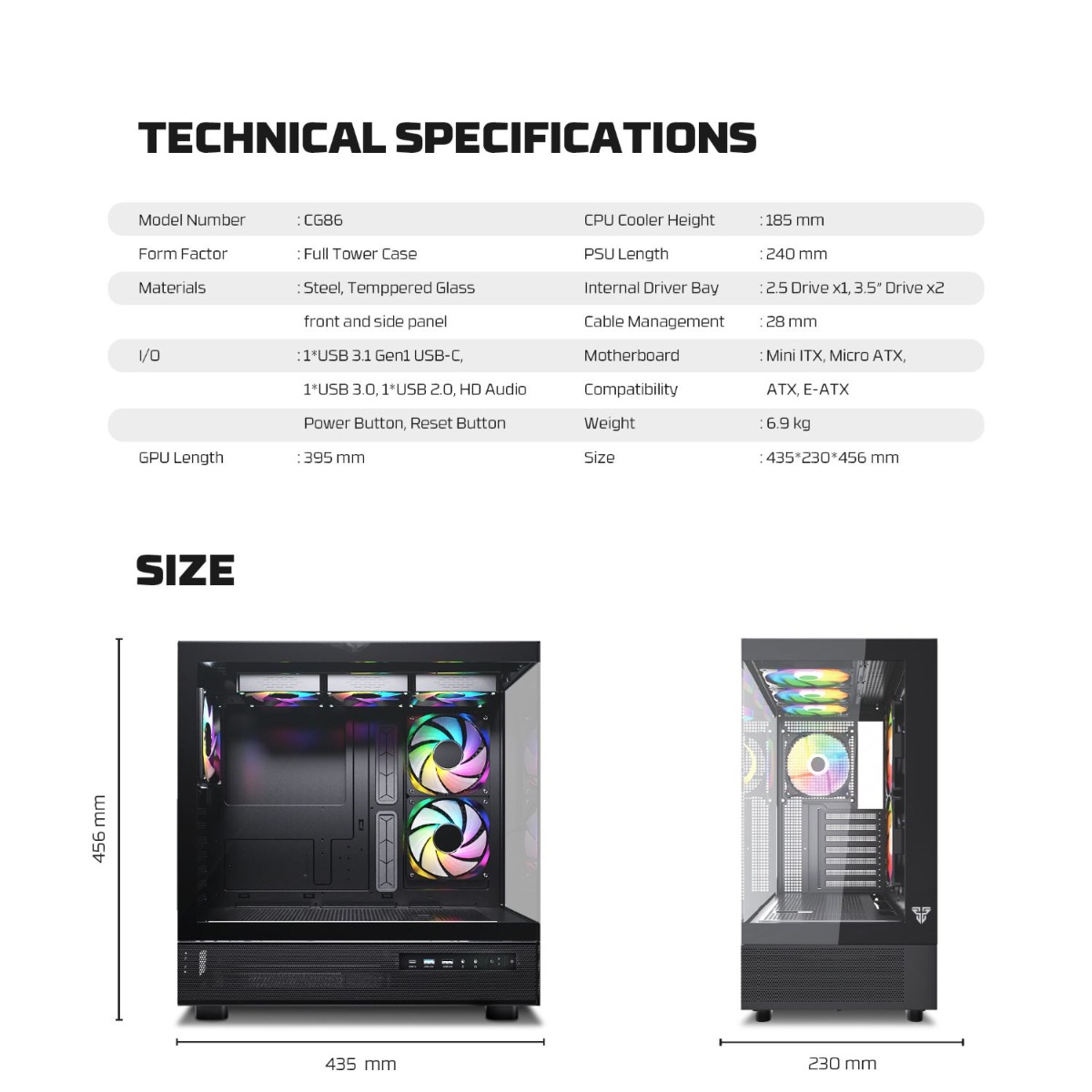 FANTECH LUMINA CG86 Full Tower Gaming Computer Case