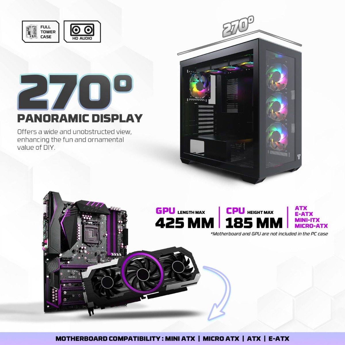 صندوق كمبيوتر FANTECH LUMINA CG87 Full Tower للألعاب