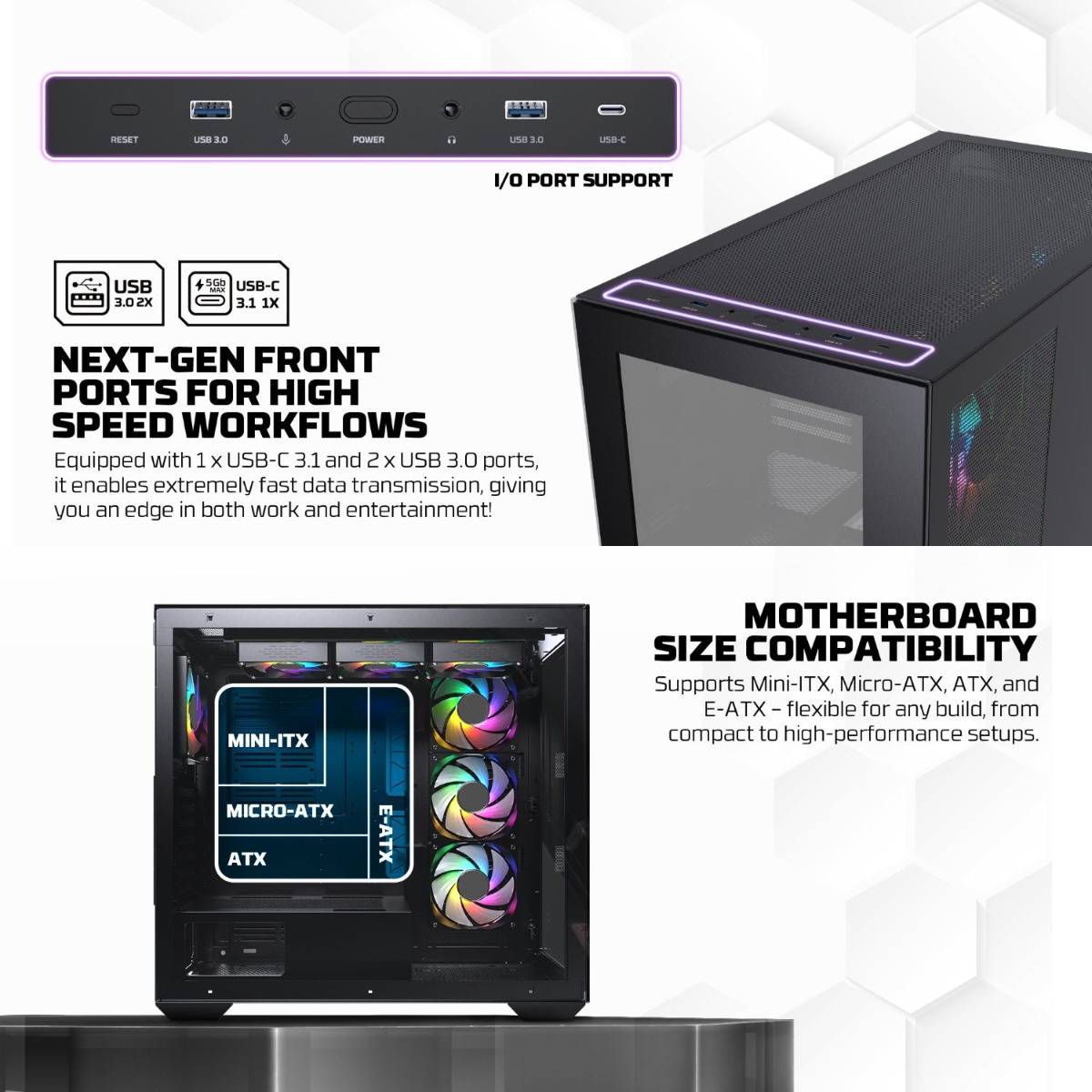 صندوق كمبيوتر FANTECH LUMINA CG87 Full Tower للألعاب