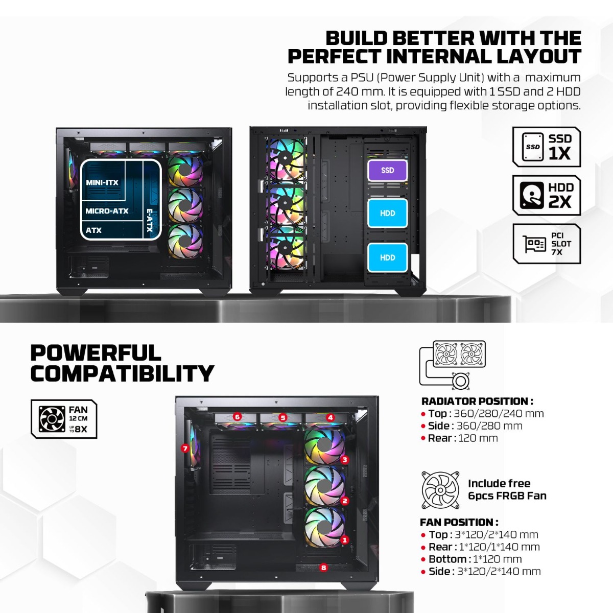 صندوق كمبيوتر FANTECH LUMINA CG87 Full Tower للألعاب