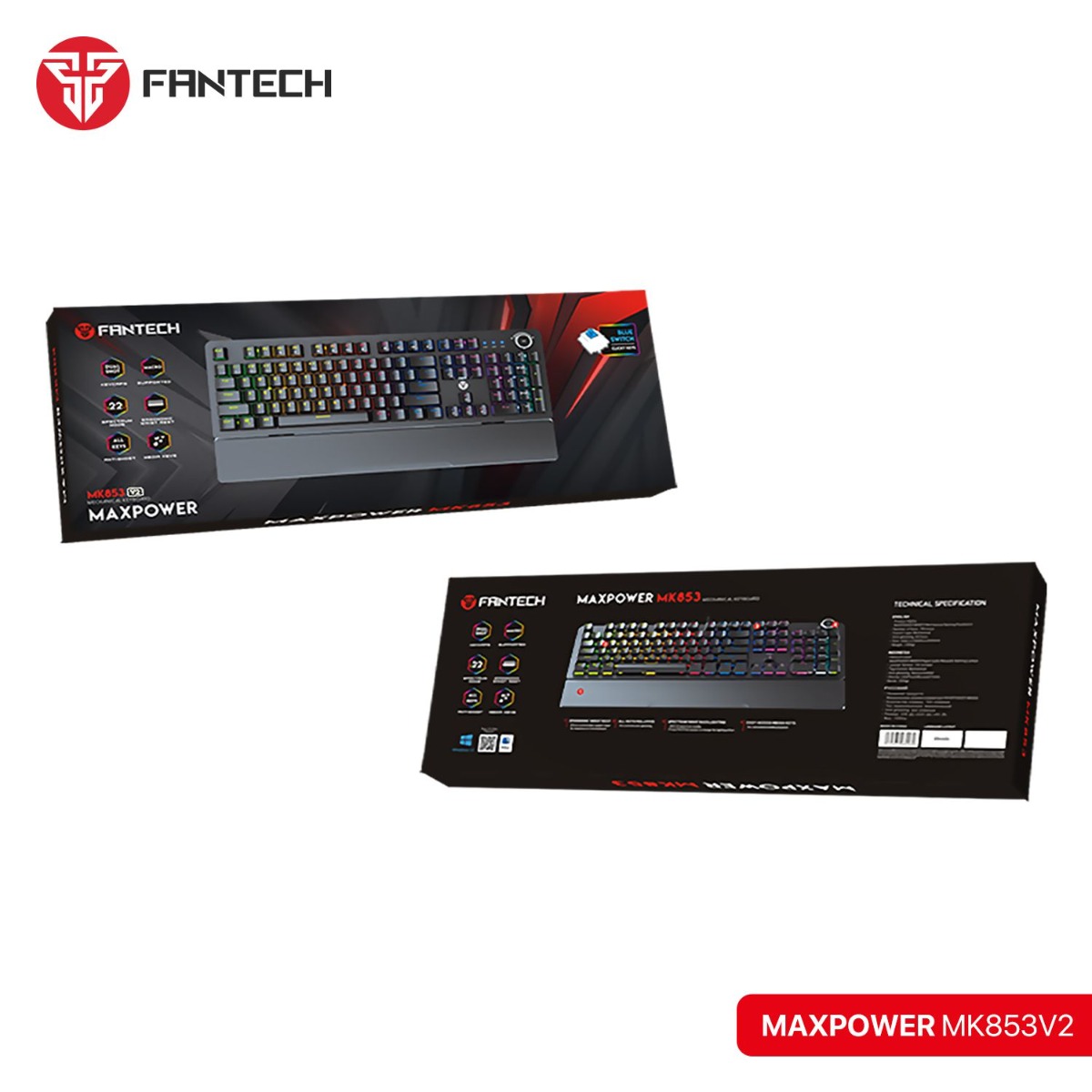 كيبورد FANTECH MAXPOWER MK853V2 Mechanical سلكي للألعاب - (104 كبسة)