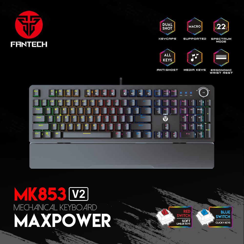 FANTECH MAXPOWER MK853V2 Mechanical Wired Gaming Keyboard - (104 Key)