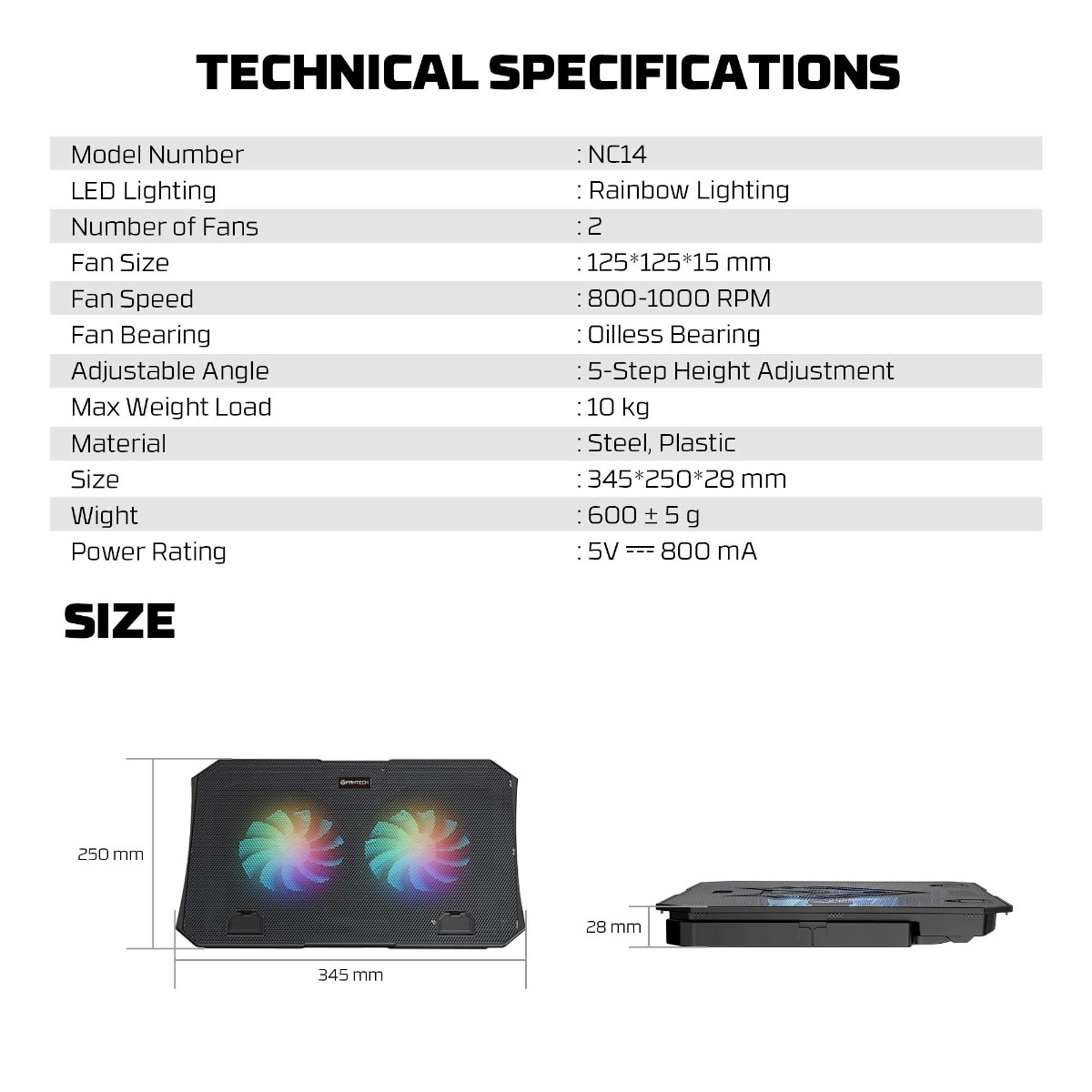 FANTECH NC14 Laptop Cooler with Holder