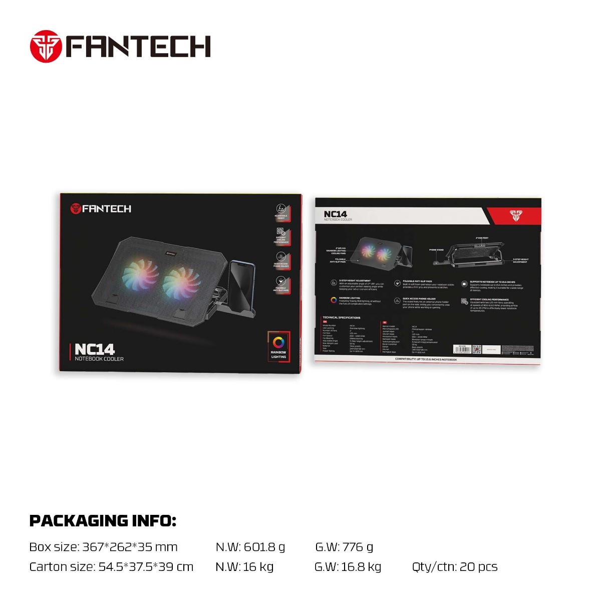 مروحة لابتوب FANTECH NC14 مع حمالة