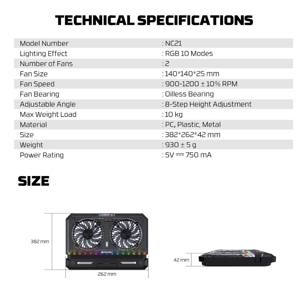 مروحة لابتوب FANTECH NC21 مع حمالة