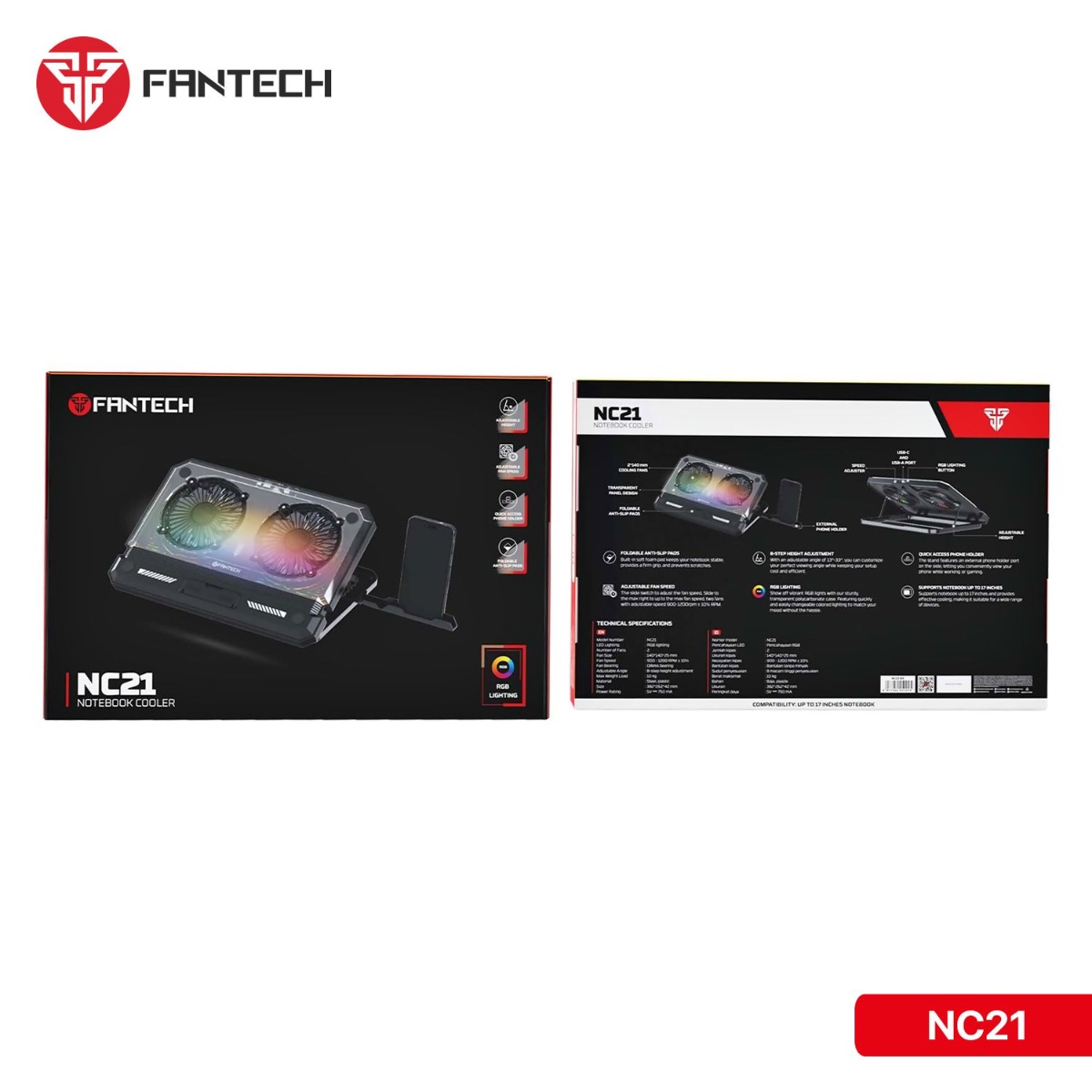 FANTECH NC21 Laptop Cooler with Holder