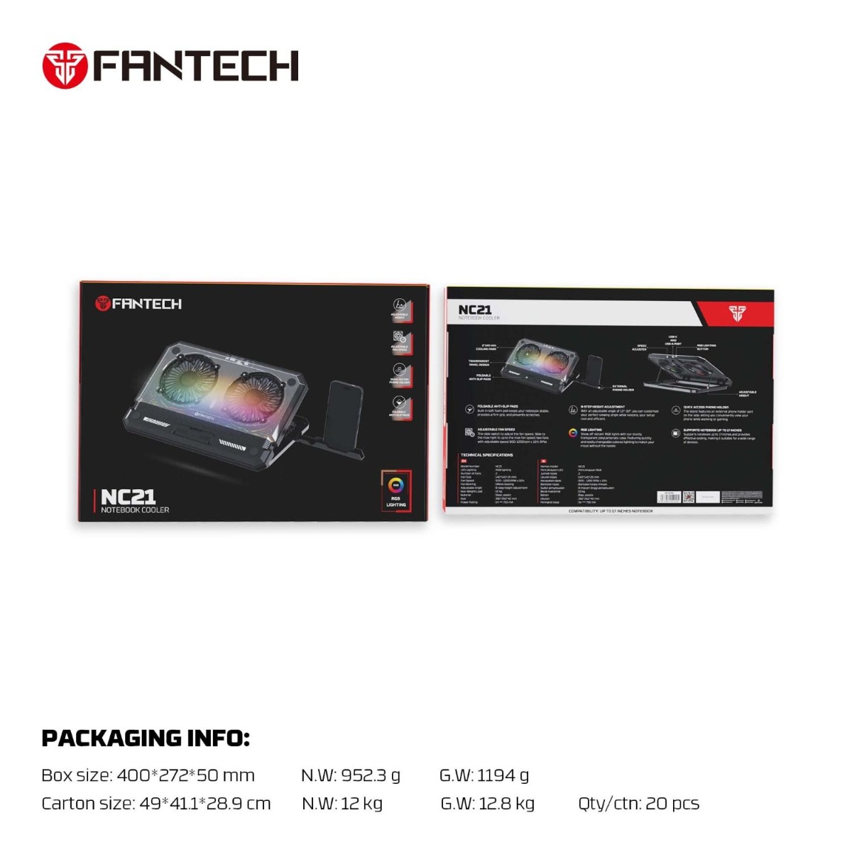 مروحة لابتوب FANTECH NC21 مع حمالة