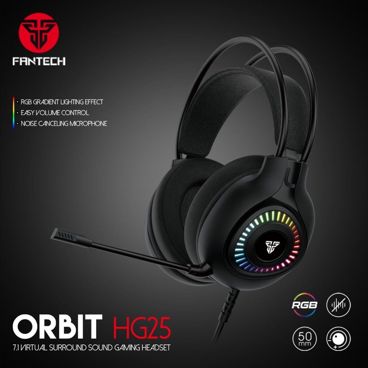 سماعة الرأس FANTECH ORBIT HG25 USB 7.1 سلكية لألعاب الكمبيوتر