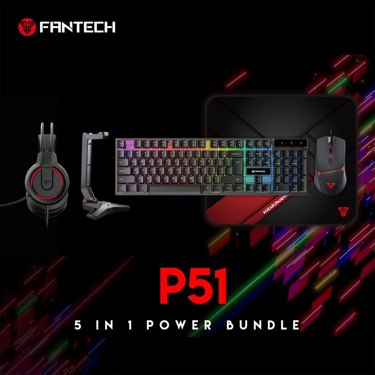 بكج اكسسوارات FANTECH POWER P51 5in1 سلكي لألعاب الكمبيوتر
