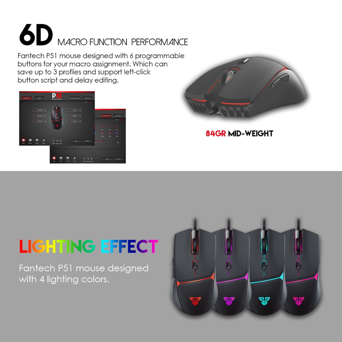 FANTECH POWER P51 5in1 Wired Gaming Computer Accessories Package