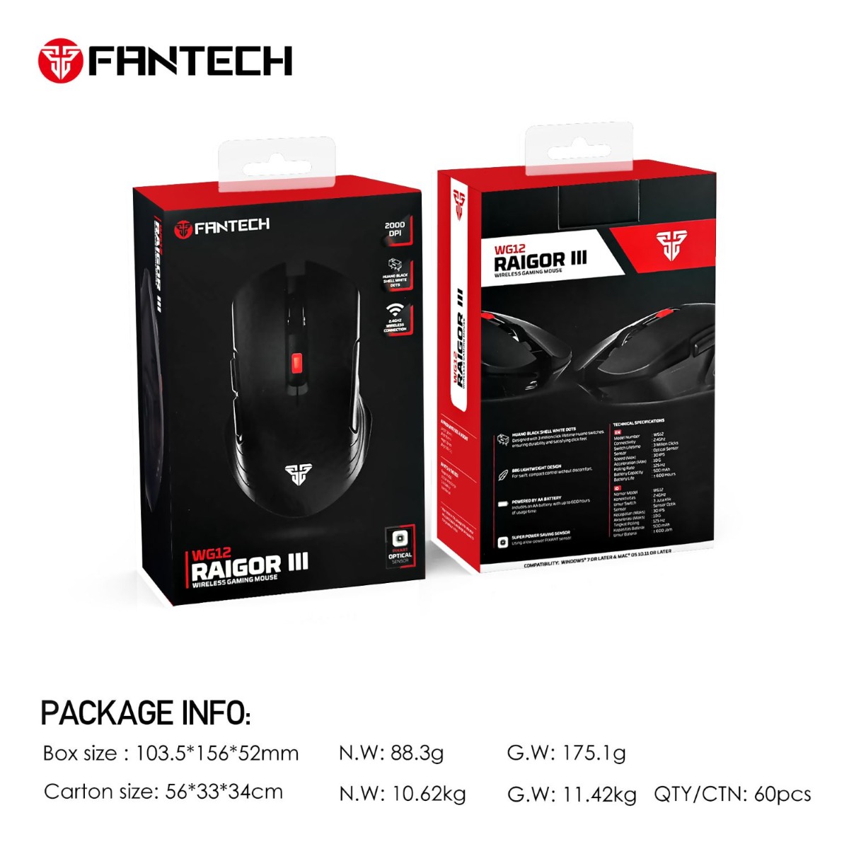 FANTECH RAIGOR III WG12 Wireless Mouse
