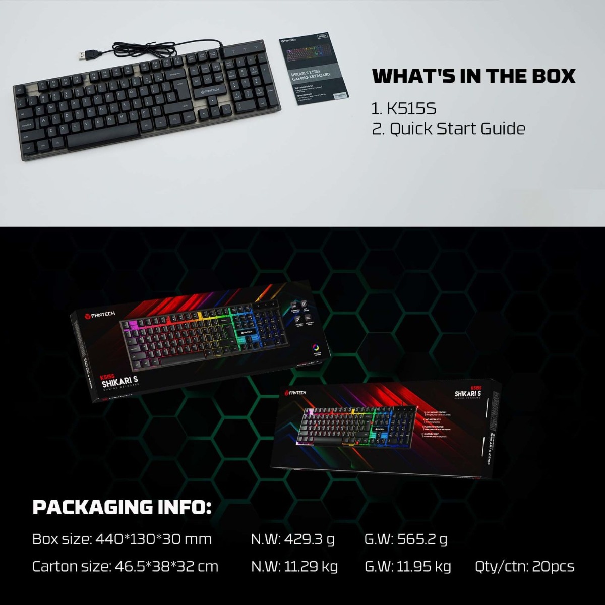 FANTECH SHIKARI S K515S Wired Gaming Keyboard - (104 Key)