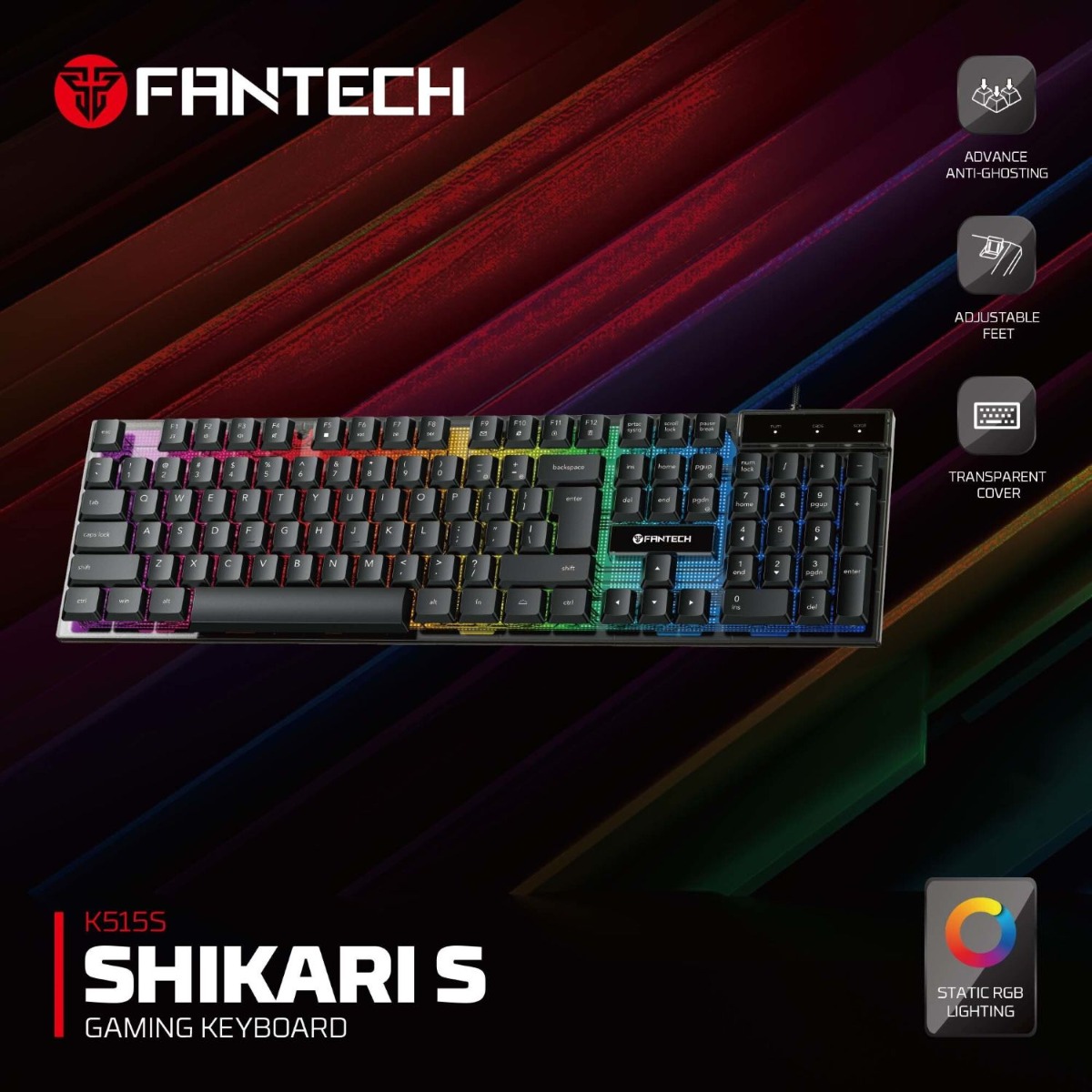 كيبورد FANTECH SHIKARI S K515S سلكي للألعاب - (104 كبسة)