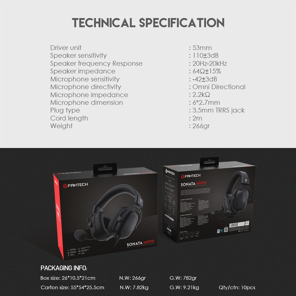 سماعة الرأس FANTECH SONATA MH90 سلكية للألعاب
