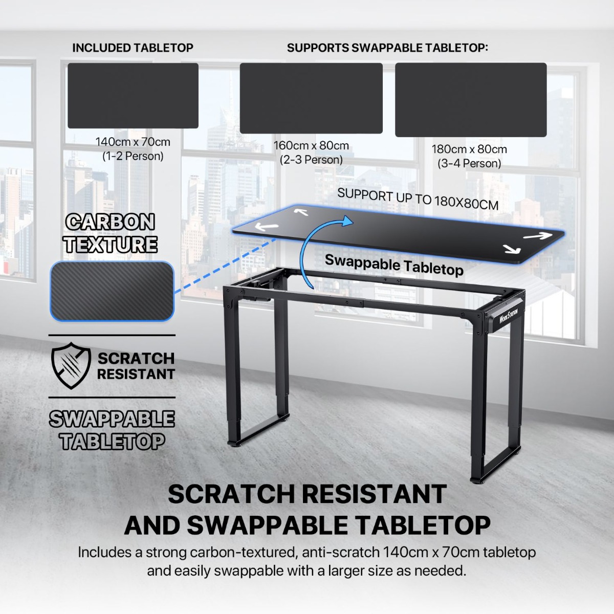 مكتب الألعاب FANTECH WORKSTATION WS514 القابل للتعديل بمحركين كهربائيين