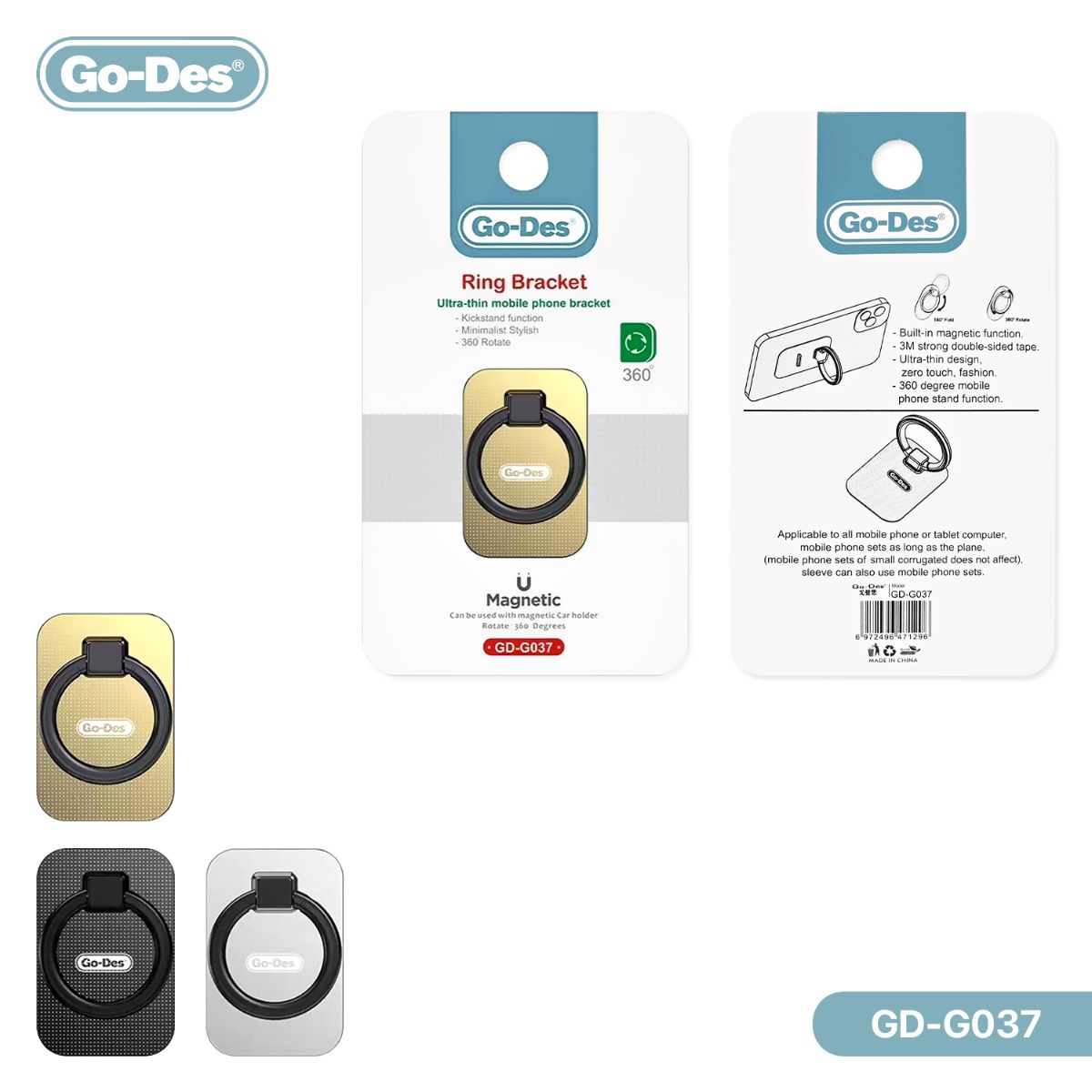 GO-DES GD-G037 Magnetic Mobile Phone Holder & Finger Ring