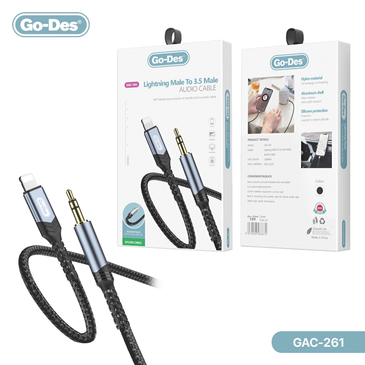 GO-DES GAC-261 AUX Audio Cable