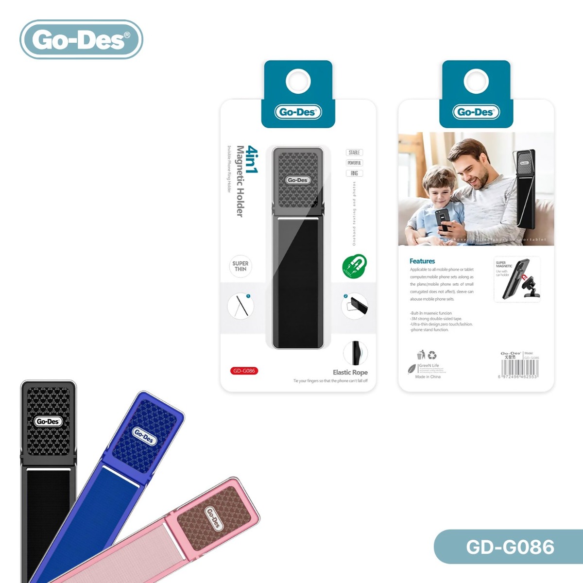 GO-DES GD-G086 Magnetic Mobile Phone Holder & Finger Ring