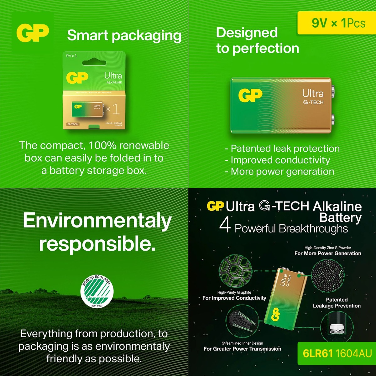 GP 6LR61 9V Battery (1 Pcs)
