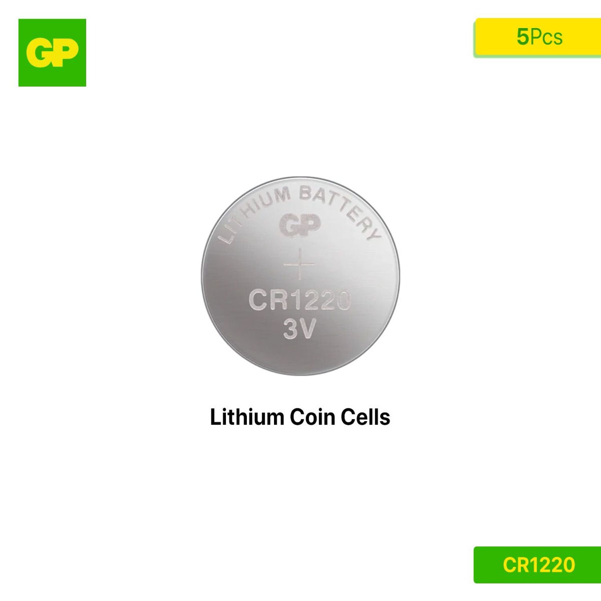 GP CR1220 Lithium Coin Cells Battery (5 Pcs)