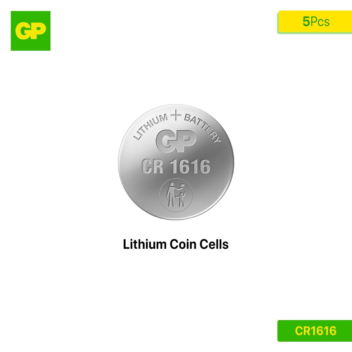 بطارية GP CR1616 Lithium Coin Cells (5 قطع)